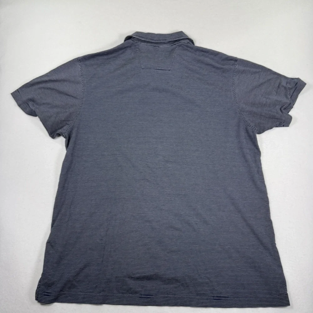 LINCS David Chu Golf Polo Shirt XL Navy White Stripe 100% Peruvian Cotton